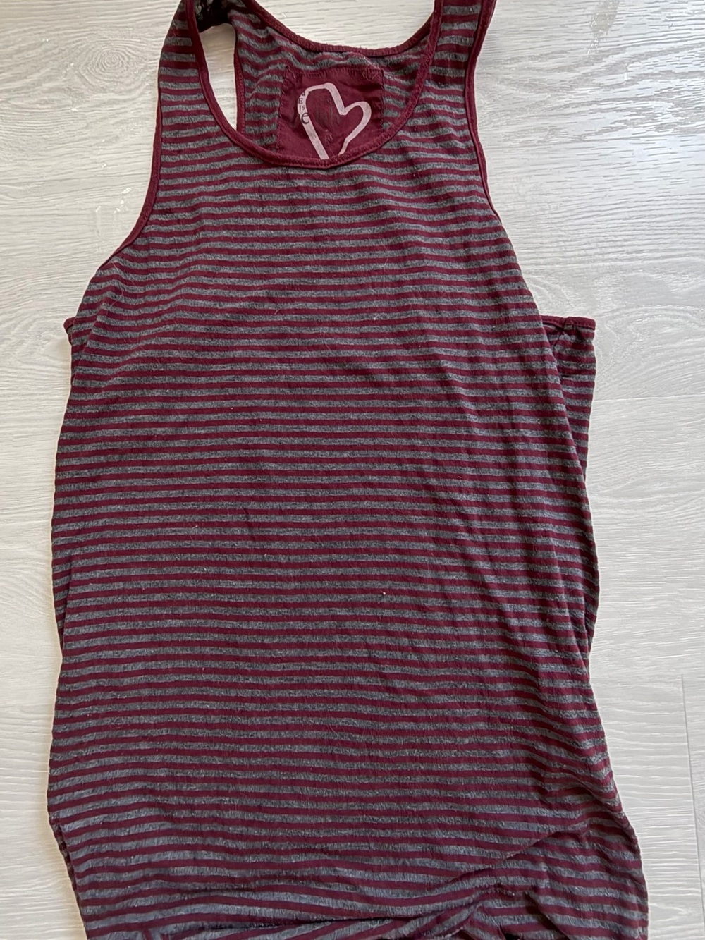 Frank & Eileen Burgundy and Gray Striped Women's Tank